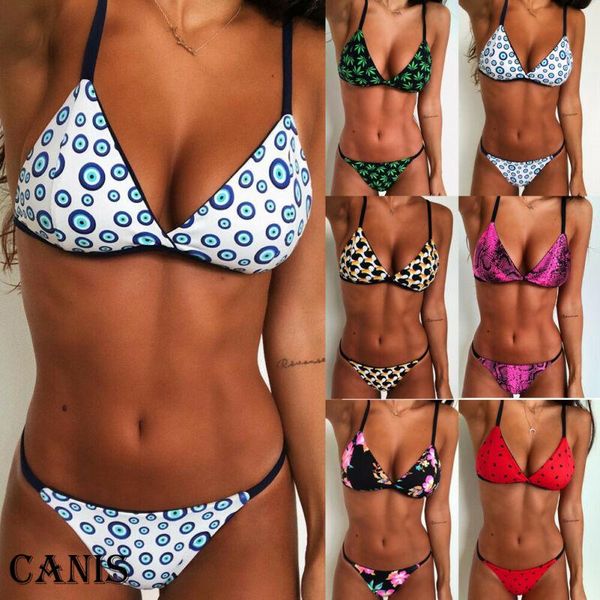 

women's swimwear 2021 summer women floral printed bikini set push-up padded bra swimsuit for bathing suit beachwear costume, White;black