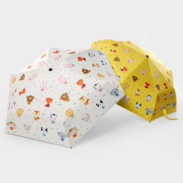 

umbrellas sunny rainy umbrella ultra light small anti-ultraviolet female 5 folding double-purpose mini animal printing