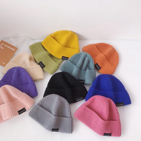 

caps & hats 2021 baby autumn and winter knitted hat boys girls woolen boy born, Yellow