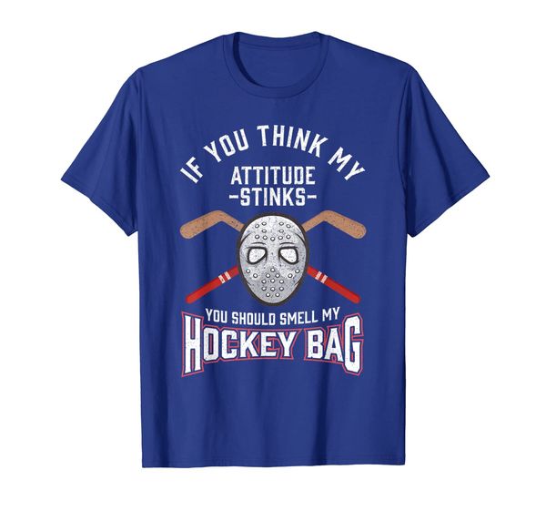 

you think my attitude stinks smell my hockey bag t-shirt, White;black