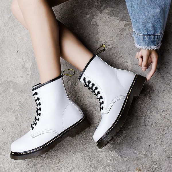 

boots white women black genuine leather big size ankle shoes flat for girls 2021