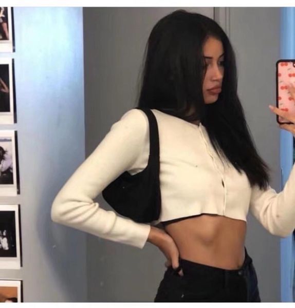 

korea o neck knitted single-breasted cropped cardigan sweater retro exposed navel short knitwear long sleeve jumper sexy, White;black