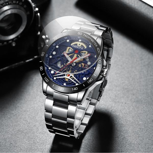 

wristwatches nibosi mens watches fashion business waterproof quartz wrist watch men sport clock male, Slivery;brown