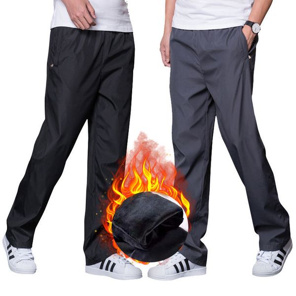 

2021 new autumn quick drying trousers elastic waistband winter breathable polyester men's sports pants straight hoodie wool 4rfh, Black
