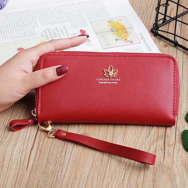 

wallets high-capacity zipper poucht wallet billfold women phone case coin pocket change purse card bag holders hand bags, Red;black