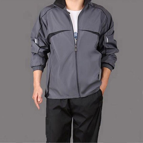

men's tracksuits two piece set sportswear suit spring autumn thin plus size track outdoor casual zipper jacket + sweatpants tracksuit, Gray