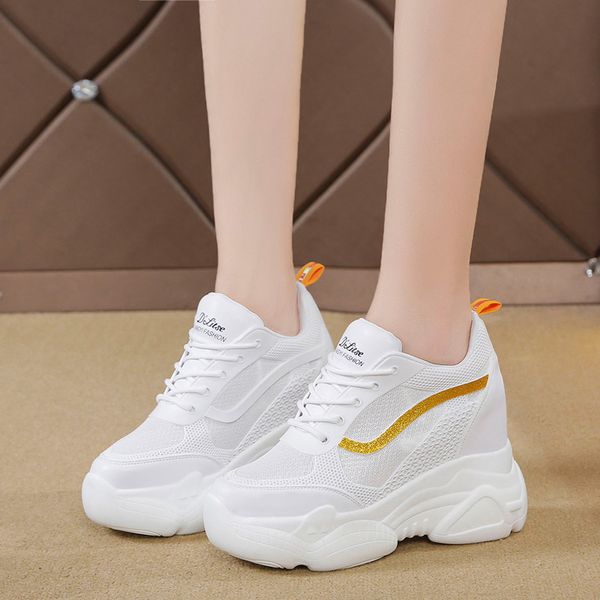 

rimocy thick bottom womens breathable chunky sneakers spring summer height increasing vulcanize shoes woman platform trainers, Black