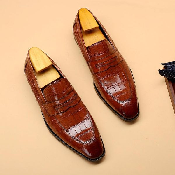 

dress shoes men formal business suit brand bullock genuine leather black slip on wedding mens driving