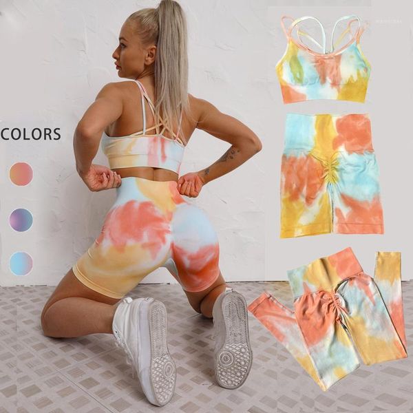 

yoga outfit 2 piece set women dyeing seamless gym bras fitness clothing sportswear sports bra high waist leggings