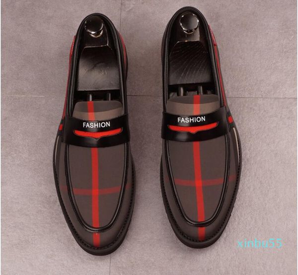 

plaid suede leather men loafer shoes fashion slip on male shoes casual shoes man party wedding footwear big size 37-44, Black