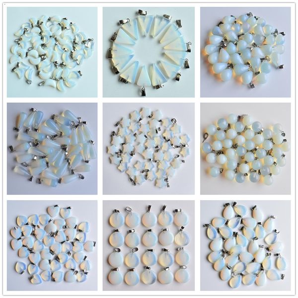 

natural stone heart cross water drop shape opal charms pendants for earrings necklace accessories jewelry making, Bronze;silver