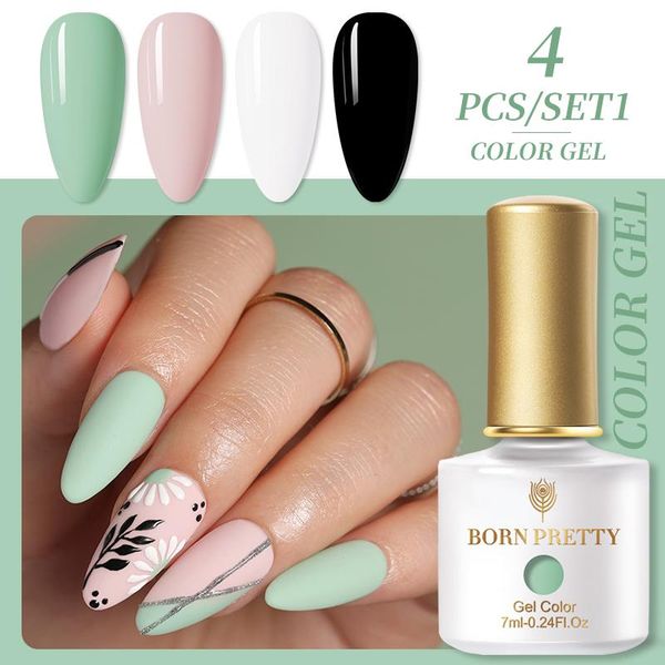 

nail gel born pretty 7ml polish set black white semi permanent hybrid base coat uv led soak off art varnish, Red;pink