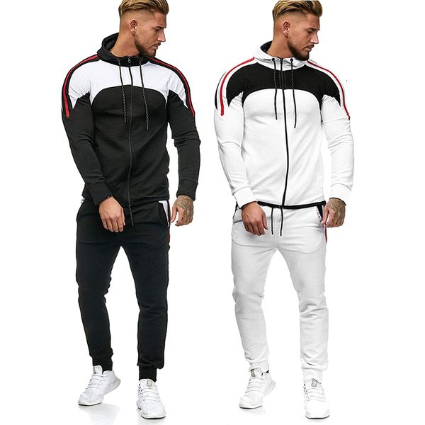 

2021 new mens hoodies fashion tracksuit set sweatshirt male autumn sportsuit pieces jogger outfit casual sporting clothing 5xl ep5k, Black