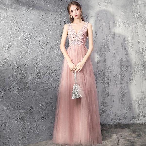 

party dresses elegant sleeveless evening fashion temperament tulle beading sequin banquet prom gown women slim dress, White;black