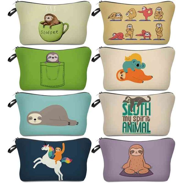 

new hd 3d printed sloth three piece cosmetic women's storage wash bag