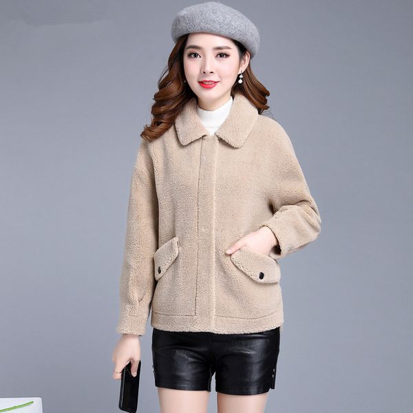 

2021 new autumn lamb jackets for warm outwear faux fur female jacket winter coat women pp272 wddm, Black
