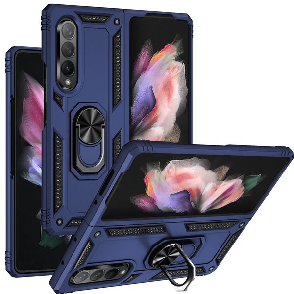 Capas magnéticas Armor para Samsung Galaxy Z Fold 3 Fold 4 5G Case Holder Car Silicon Ring Silicon Cover Hard Cover