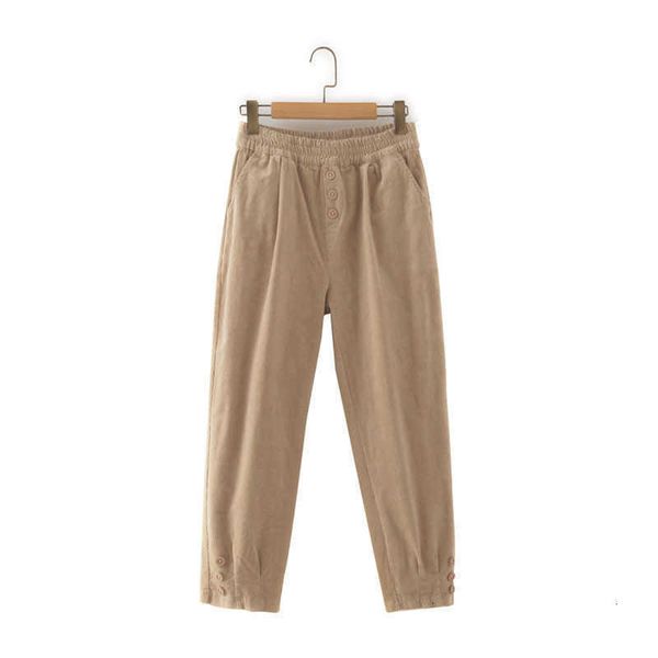 

women's pants & capris ladies autumn winter plus size trousers loose casual corduroy elastic waist three buttons harlan nmzv, Black;white