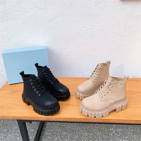 

designer luxury womens boots fashion leather rubber shoes nylon martin motorcycle military combat boot heatshoes, Black