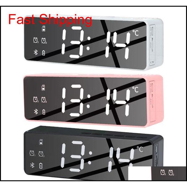 

fashion wireless bluetooth speakers mp3 alarm clock smartphone led 1400mah v5.0 stereo home audio bass indoor bluetooth speaker jp6ic h4lx5