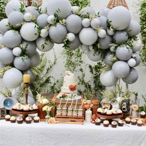 

20/30/50pcs macaron party shower 10inch pastel matte gray balloons wedding backdrop decor baby family birthday party supplies