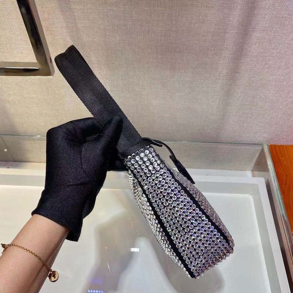 

modern nylon bag with all-over crystal embellishment stands out women mini handbags hobos shoulder bag camera bags fashion camouflage purses