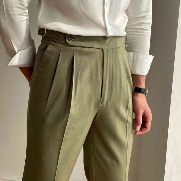

men's suits & blazers luxury high waist casual pants korean 2021 fashion versatile slim long spring clothes office trousers men xr, White;black