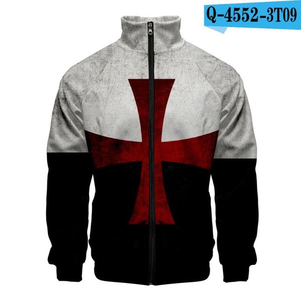 

men's hoodies & sweatshirts fashion cool movie knights templar 3d zipper sweatshirt jackets spring clothes stand collar plus size long, Black