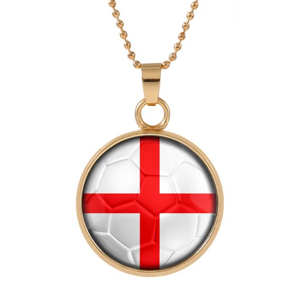 

new three-dimensional 2018 world cup england necklace pendant colorful pendant glass cabochon dome necklaces jewelry customed, Silver