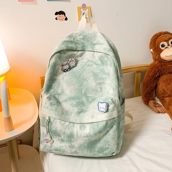 

school bags harajuku fashion gradient color tie-dye canvas bag female college simple versatile backpack high