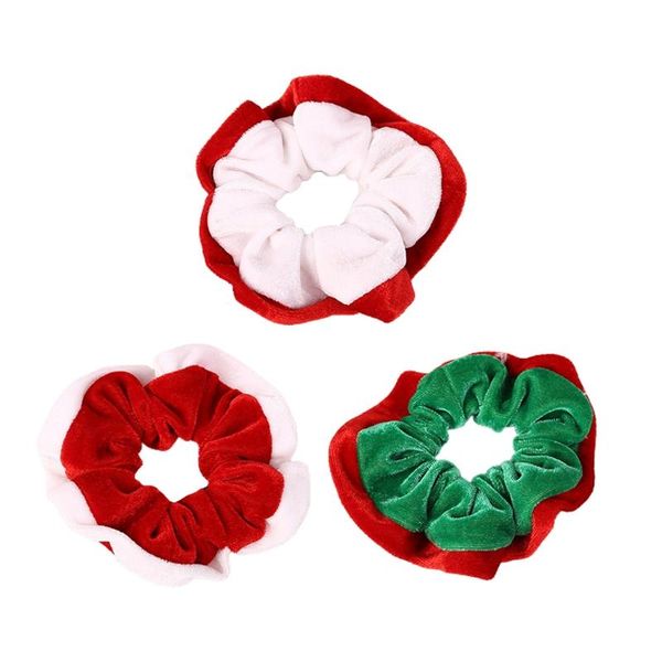 

hair accessories christmas bands elastic soft velvet ties for girls ponytail rings retro scrunchies supplies, Slivery;white