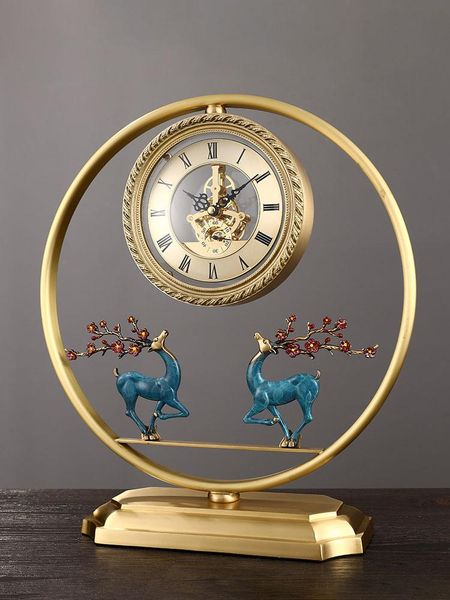 

desk & table clocks modern light luxury brass fulu clock home fashion mute deskornaments living room decoration