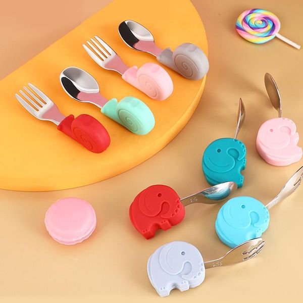 

cups, dishes & utensils infant feeding spoon fork gadgets baby tableware set 316 stainless steel bpa toddler cartoon dinnerware cu