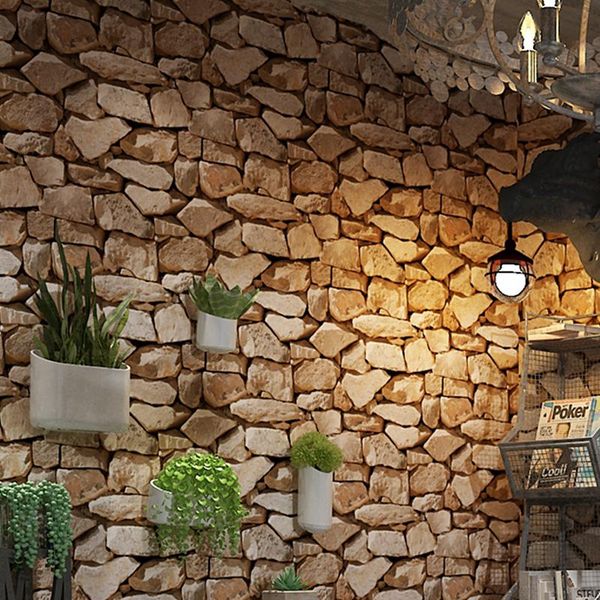 

wallpapers 10m waterproof vintage 3d stone effect wallpaper roll modern rustic realistic faux texture pvc home decor wall paper