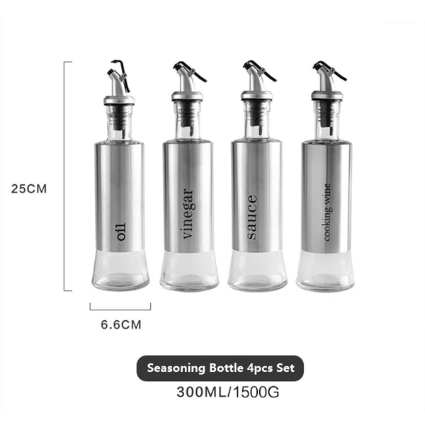 

storage bottles & jars kitchen tool cooking seasoning bottle 4pcs set dispenser glass for wine sauce oil vinegar
