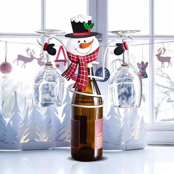 

christmas decorations holiday wine bottle glass holders decoration theme organizer rack deskfor home decor snowman xmas gifts creative