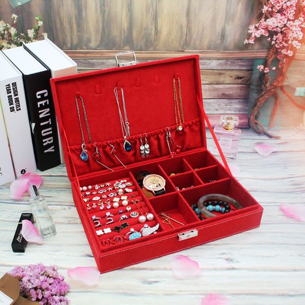 NEUE Mode-Stil Leder Schmuck Aufbewahrungsbox Woode Aufbewahrungsbox für Mädchen, Halskette Ringe Etc Make-up Organizer, boite 2150 V2