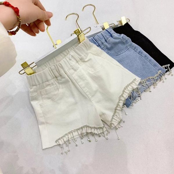 

2021 new girls beaded denim shorts spring summer fashion girls shorts kids clothes 3-8 years, Black