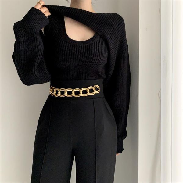 

korean fashion two piece womens tracksuits set long sleeve sleeveless vest sets ladies matching, Gray