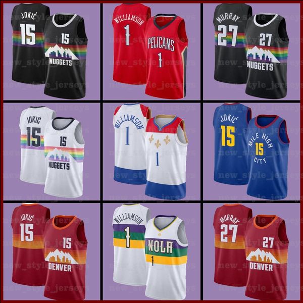 

ncaa duke 1 zion 15 nikola williamson murray jokic 27 jamal d5 denver nuggets new orleans pelicans men basketball jerseys, Black;red