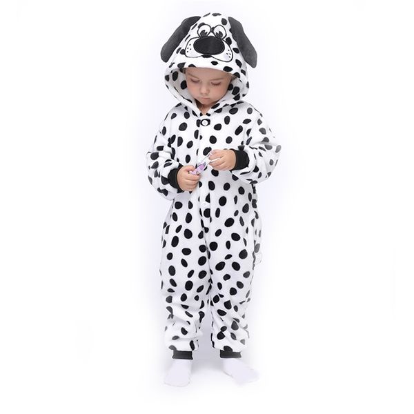 Dalmatians Kigurumis Onesie Pijamas Pijamas Dos Desenhos Animados Cachorrinho Dog Menina Menino Festa Homewear Jumpsuits Crianças Traje de Crianças 211130