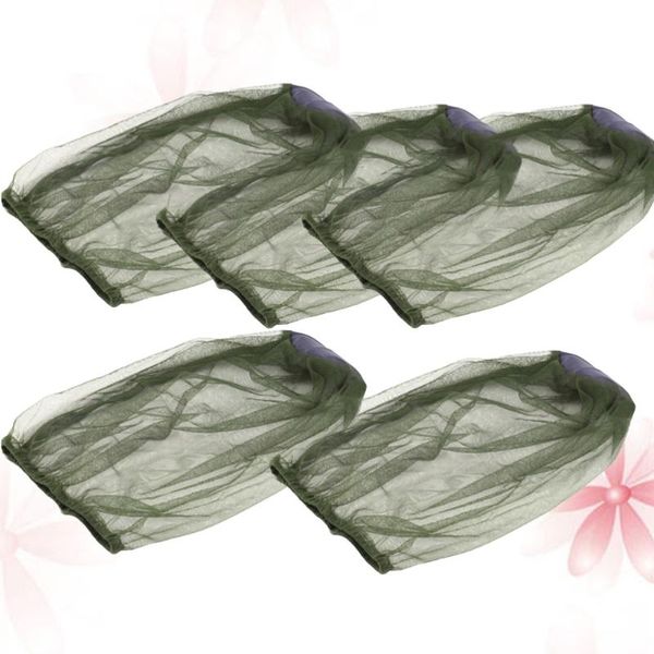 

outdoor hats 5pcs insect prevention caps portable cap durable face neck protective netting hat for camping (green), Black;white