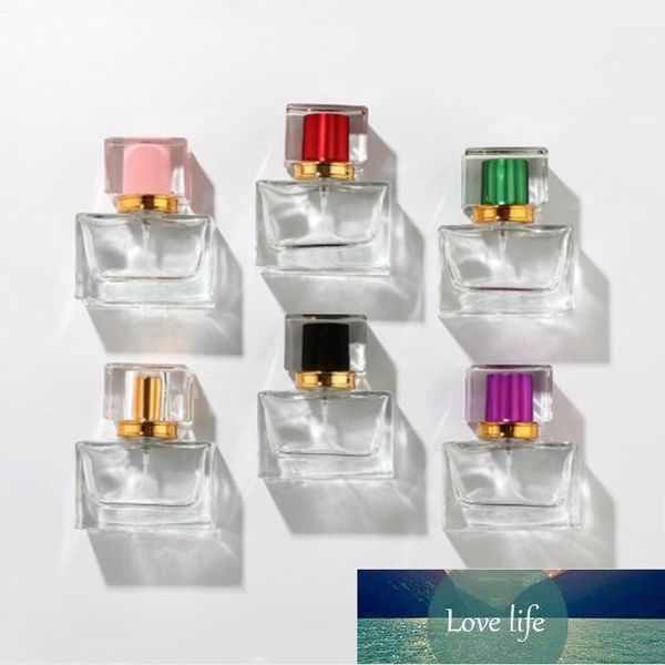 Frascos de perfume recarregáveis ​​Forma quadrada do vintage Garrafa de vidro do pulverizador portátil mini 30ml Viaje o recipiente transparente vazio