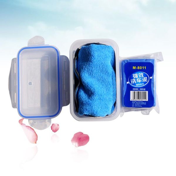 

car sponge 2 in 1 detailing clay bar cleaning kit oxide layer pitch bird poo grease removal set (blue)