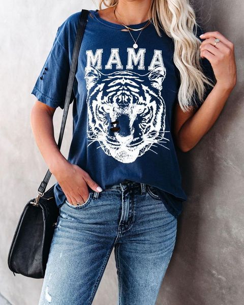 

women's t-shirt tiger print short sleeve, White