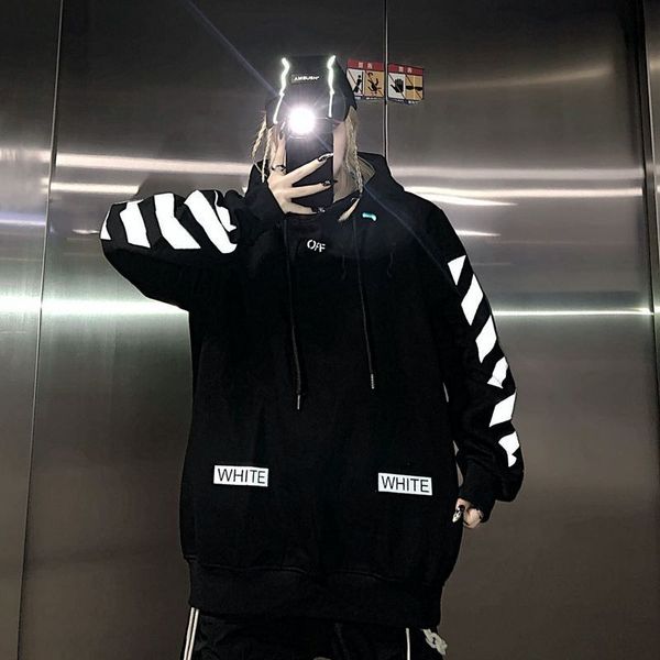 

trendy brand new back creative letter versatile loose plush men's and women's hooded sweater, Black