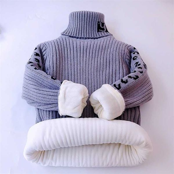 

sweaters for boys winter clothes girls leopard fashion children turtleneck thick warm soft kids knitting costom 211201, Blue