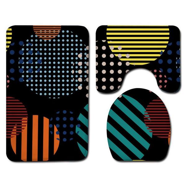 

bath mats 3pcs/set vintage colorful floor mat door bathroom carpet waterproof toilet seat cover decor