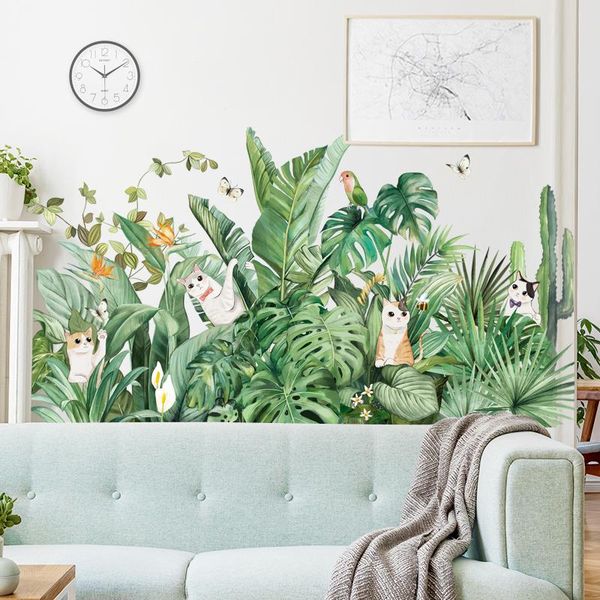 

wall stickers tropical plant sticker for living room kitchen decor nordic style green plants decals door paper art