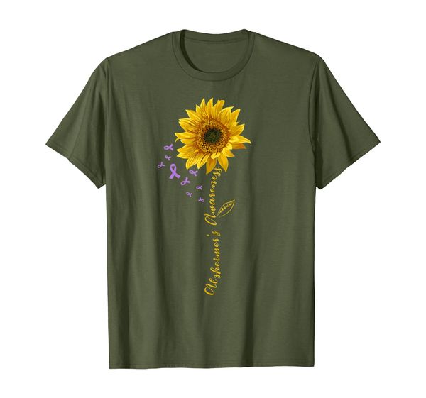 

hippie sunflower alzheimer's awareness shirt, White;black